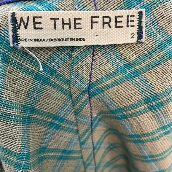 FREE PEOPLE We The Free Ruth Long Plaid Shirt Dress Cobalt Combo Maxi Size 2 - Picture 8 of 8